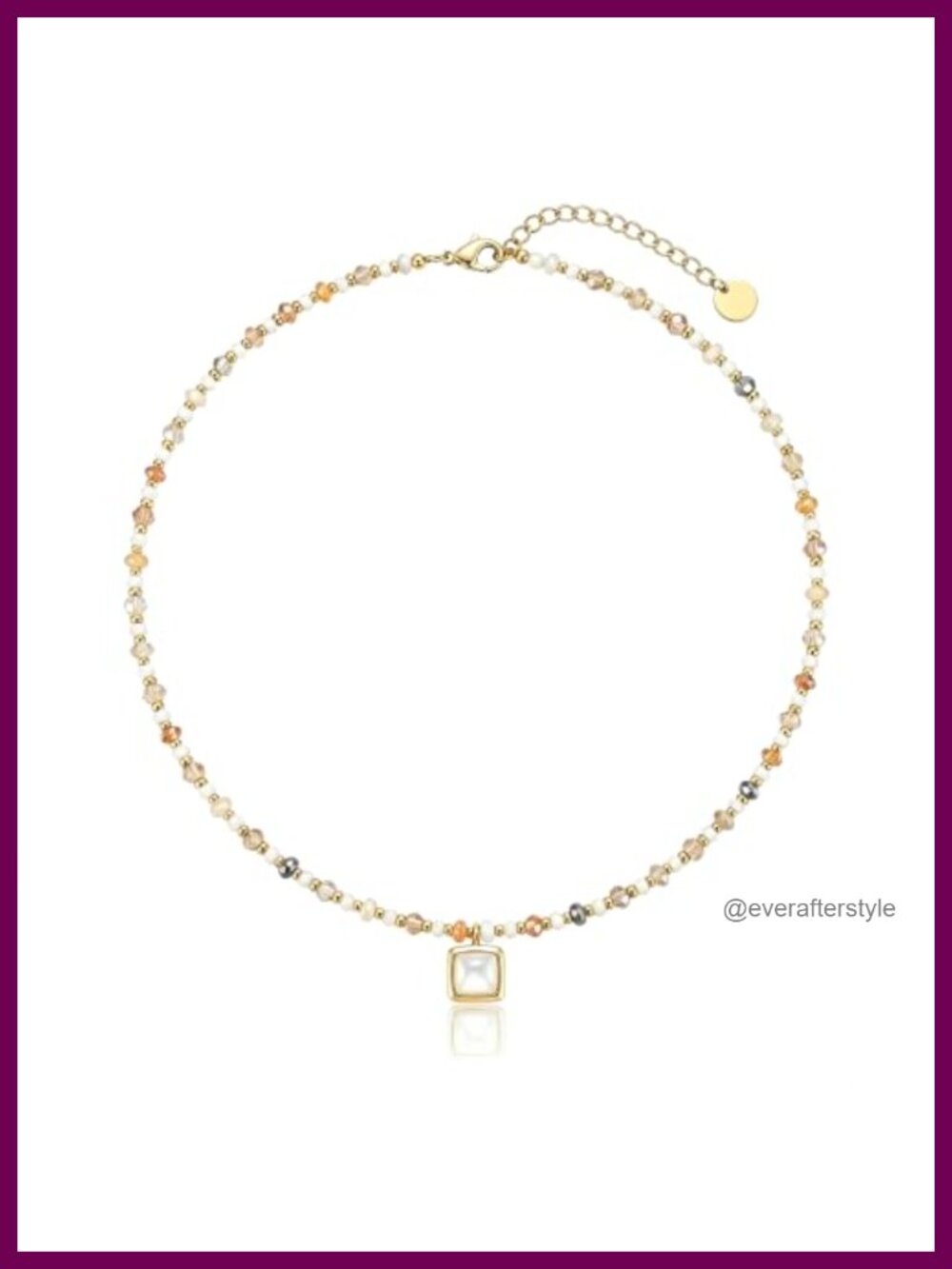 18K Gold Plated Stainless Steel Natural Stone Beaded Choker Necklace Boho Women